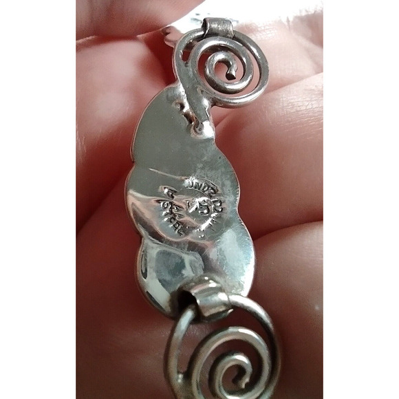 Vintage A or R Muñoz Taxco 925 Sterling Silver Leaf Necklace 17” Handmade Mexico - Picture 9 of 16